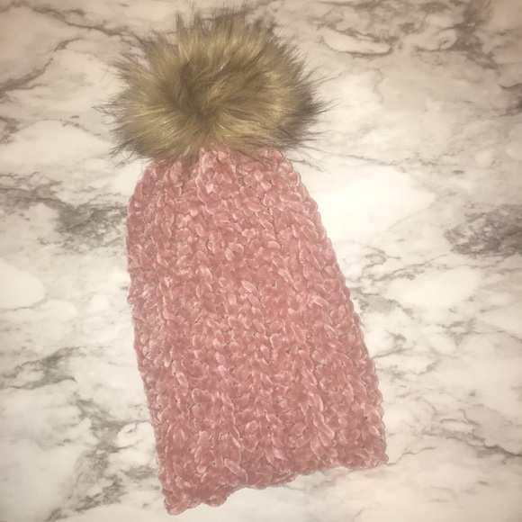 Velvet Crochet Beanie With Pom - Picture 7 of 7